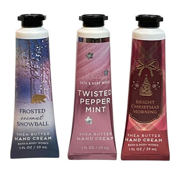 Bath and Body Works 3 Christmas Scented Shea Butter Hand Creams - 1 FL OZ Each - Picture 1 of 6